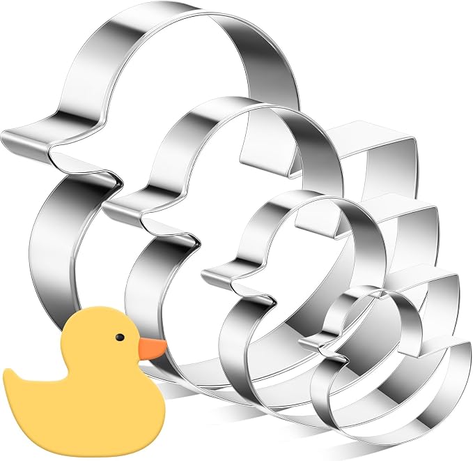 Havawish 4 Pcs Cookie Cutter Set - 2 to 5 in Stainless Steel Cookie Cutter for Baking Fondant Fruit Bread Birthday Party Decorations (Duck)