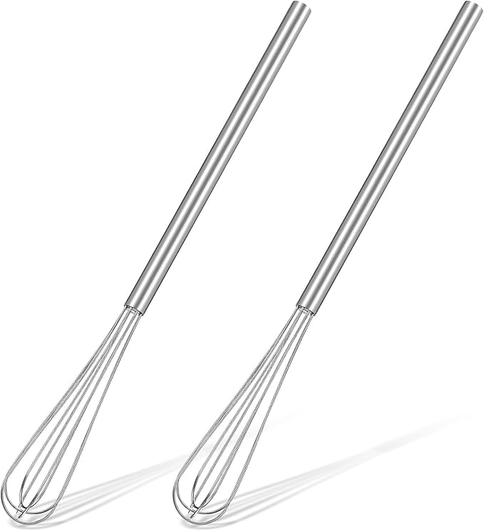 Hecila Mini Whisk Stainless Steel Mixer Compact Small Whisks for Cooking 2PCS 10.4 Inch Long Baking Mixer Skinny Egg Beater Whisks Tiny Wire Whisk Kitchen Stirrer for Whisking Beating Egg Blending