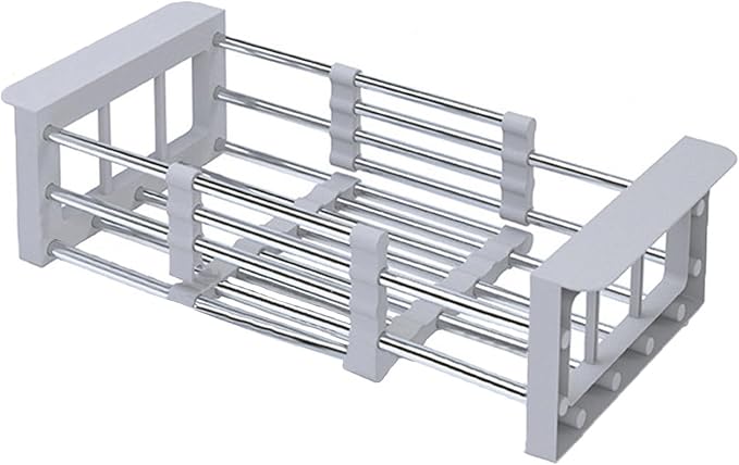 Small Dish Drying Rack - Extendable Dish Rack, Multifunctional Dish Rack for Kitchen Counter, Anti-Rust Dish Drainers with Cutlery and Cup Holders-Grey