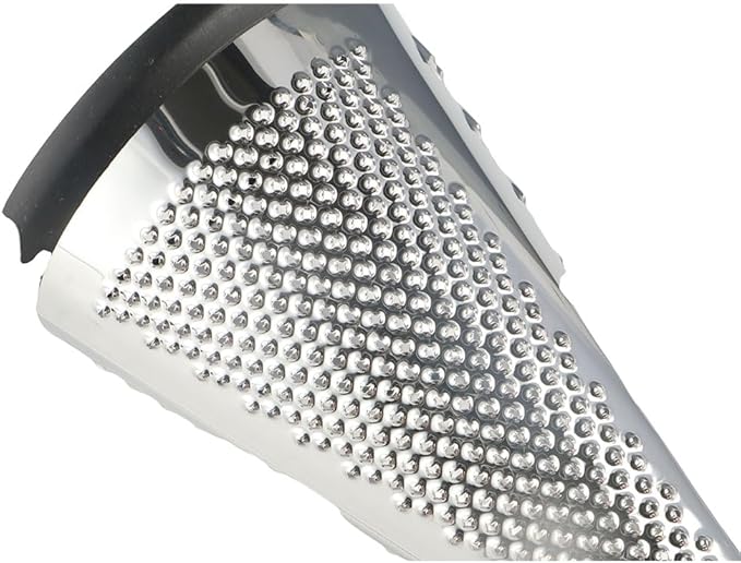 Stainless Steel Cheese Grater - Cone 3 Sided | Three Sides for Coarse, Medium and Fine Grating. Also Suitable as a Lemon & Lime Zester