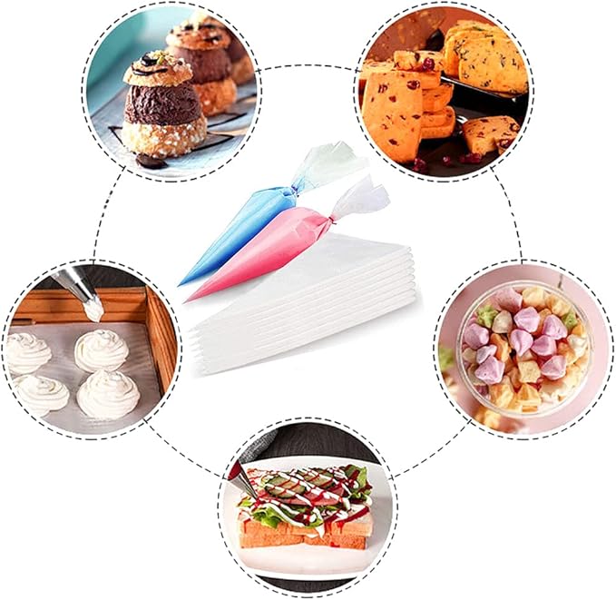 100 Pieces Piping Bags Disposable - Tipless Piping Bags | Pastry Bags | Icing Bags | Frosting Bags for Cake Cookies Baking Decorating (14 inch bags-A)