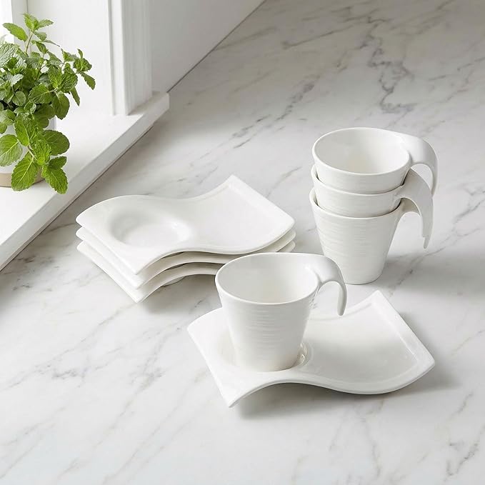 Porcelain Coffee cup and saucer Mugs,5.17 Ounce, Savor Espresso Mugs Cups for Latte, Hot Tea, Cappuccino, Mocha, Cocoa, Mugs Set
