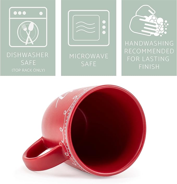 Elanze Designs Joy Raw Clay Bottom Red 16 ounce Ceramic Christmas Coffee Mug
