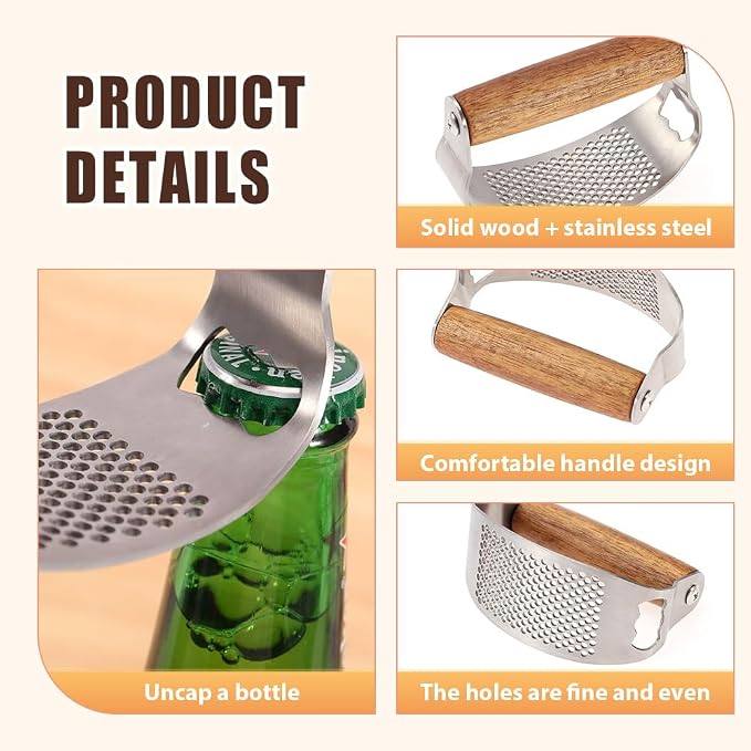 Stainless Steel Garlic Presser, 2025 Upgraded Rocker Professional Garlic Press, Ergonomic Garlic Crusher for Home Kitchen Use, Heavy Duty Mincer Tool Garlic Chopper Garlic Presser Mincer (1)