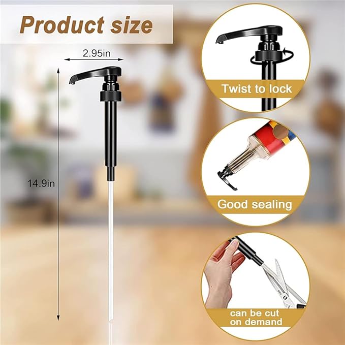 Lavandi 8pcs Syrup Pumps,Coffee Syrup Pump Dispenser Fits 750ml-25.4 oz Bottles,Replacement Syrup Bottle Pump Dispenser for Flavorings Creamer (Gold)