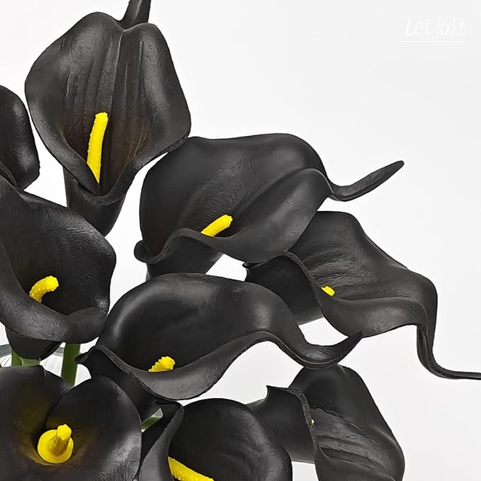 Letjolt Artificial Calla Lily Black Flowers for Wedding Bouquet Flower 12Pcs Home Decoration Faux Calla Lilies Flower, Black