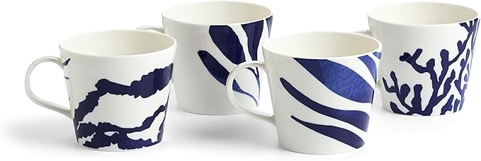 1815 Pacific Mug 13.5oz Mixed Patterns Blue Set of 4