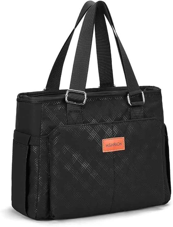 HSHRICH Large Women Lunch Bags for Work/Insulated Cooler Lunch Box with Side Pockets, 14L Capacity, Black