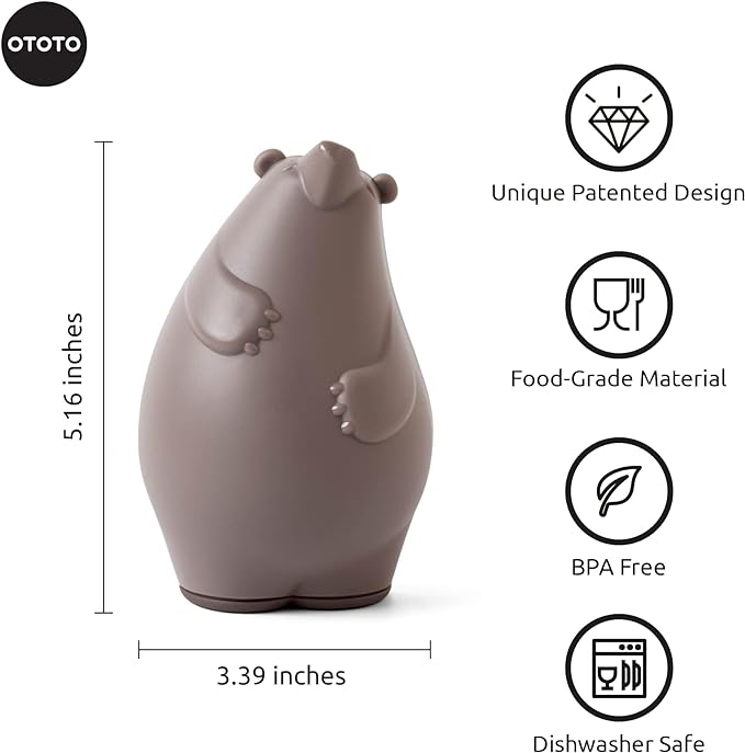OTOTO Grater - Stainless Steel, BPA Free, Dishwasher Safe, Fun Kitchen Gadget, Vegetable Shredder, Cute Kitchen Gifts & Accessories (Barry The Bear Cheese Grater, Brown)