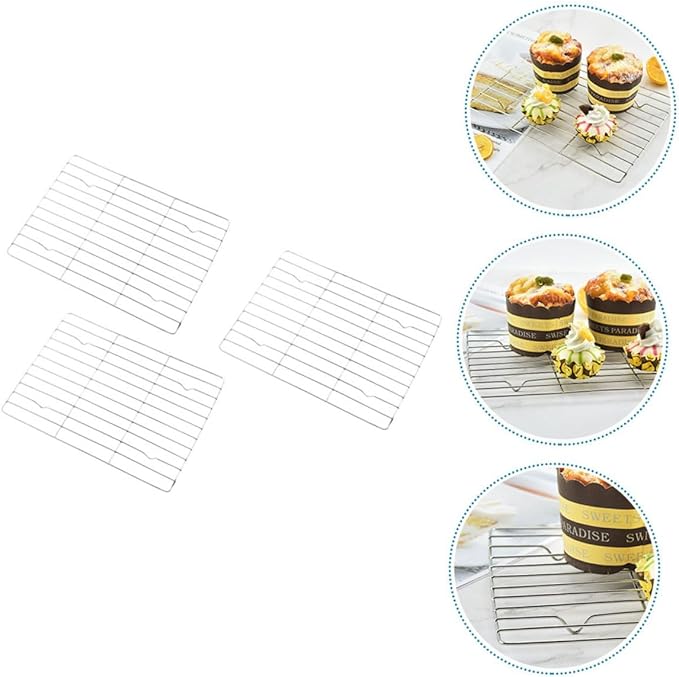 Gatuida 3pcs Cake Baking Cooling Racks Small Stainless Steel Non-stick Pastry Cooler Shelves for Cookies and Bread Cooling in Home Kitchen