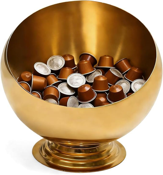 Coffee Pod Holder-Metal Coffee Pod Storage for K Cup-Espresso Pod Holder & Creamer Organizer-Large Capacity Fruit Candy Snacks Jar for Countertop Kitchen & Office Desktop (Gold)