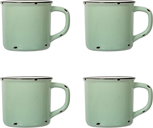 Luciano Housewares Beautiful Distressed Holiday Collection Enamel Coffee Mugs, 15.2 oz, Set of 4