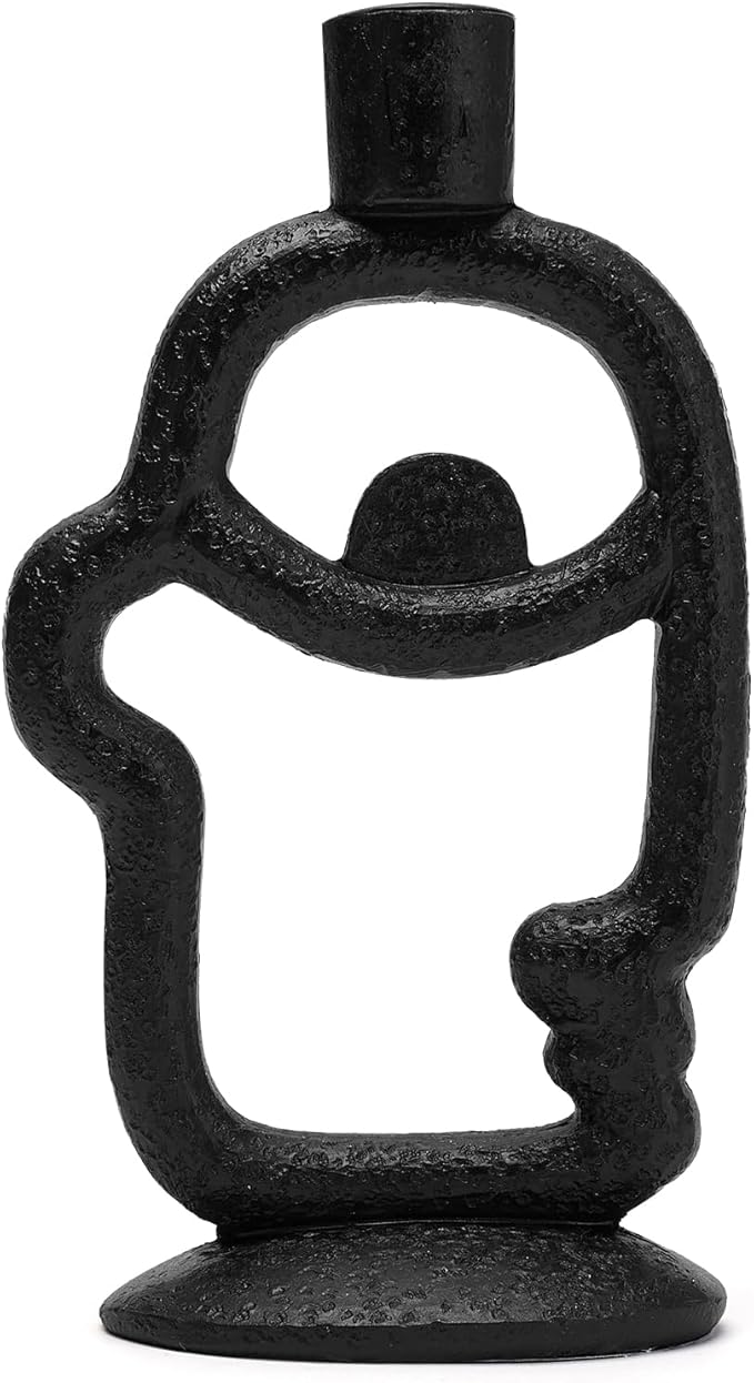Face Decorative Taper Candle Holder - Modern Abstract Creative Face Candlestick Holder for Table Centerpiece, Black Medium Candle Sticks Holder Decor for Home Dinning Party Birthday Housewarming Gifts