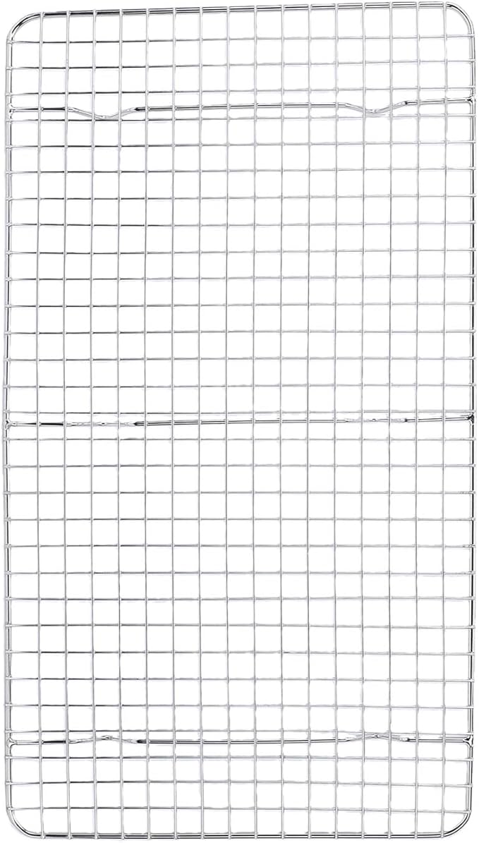 Generic Stainless Steel Cooling Rack, Baking Rack Set with Grid Hollow Design & Stable Support Feet, Dishwasher Safe, Ideal for Oven Cooking, Roasting & Grilling, 18.1x9.8inch (Silver)