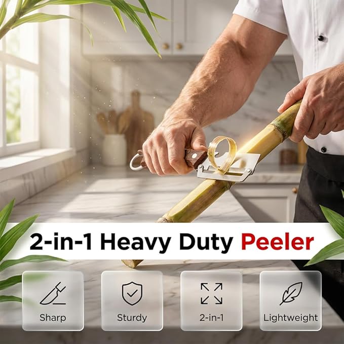 Premium Multi-Functional Vegetable Peeler for Kitchen, 2026 New Heavy Duty Stainless Steel Potato Peeler with Ergonomic Wooden Handle & Bottle Opener for Fruit and Vegetables (B-3Pcs)