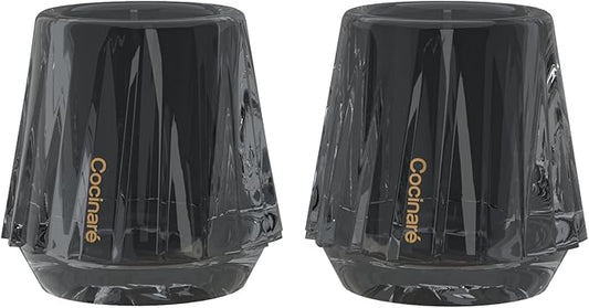Cocinare KissCup Crystal Espresso Cup Set of 2– 1.5oz Demitasse Cup for Espresso, Pour-over coffee & Tea, Haze Gray, Crystal Collection