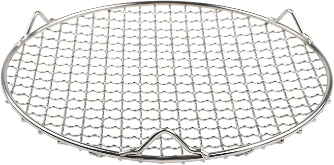 Stainless Steel Round Cooling Rack Wire Baking Grill Sheet Rack with 3 Legs for Pies Cakes Biscuits Pizza Barbecue Grilling Drying Steaming Draining Water Kitchen Tools Silver(24.5cm)