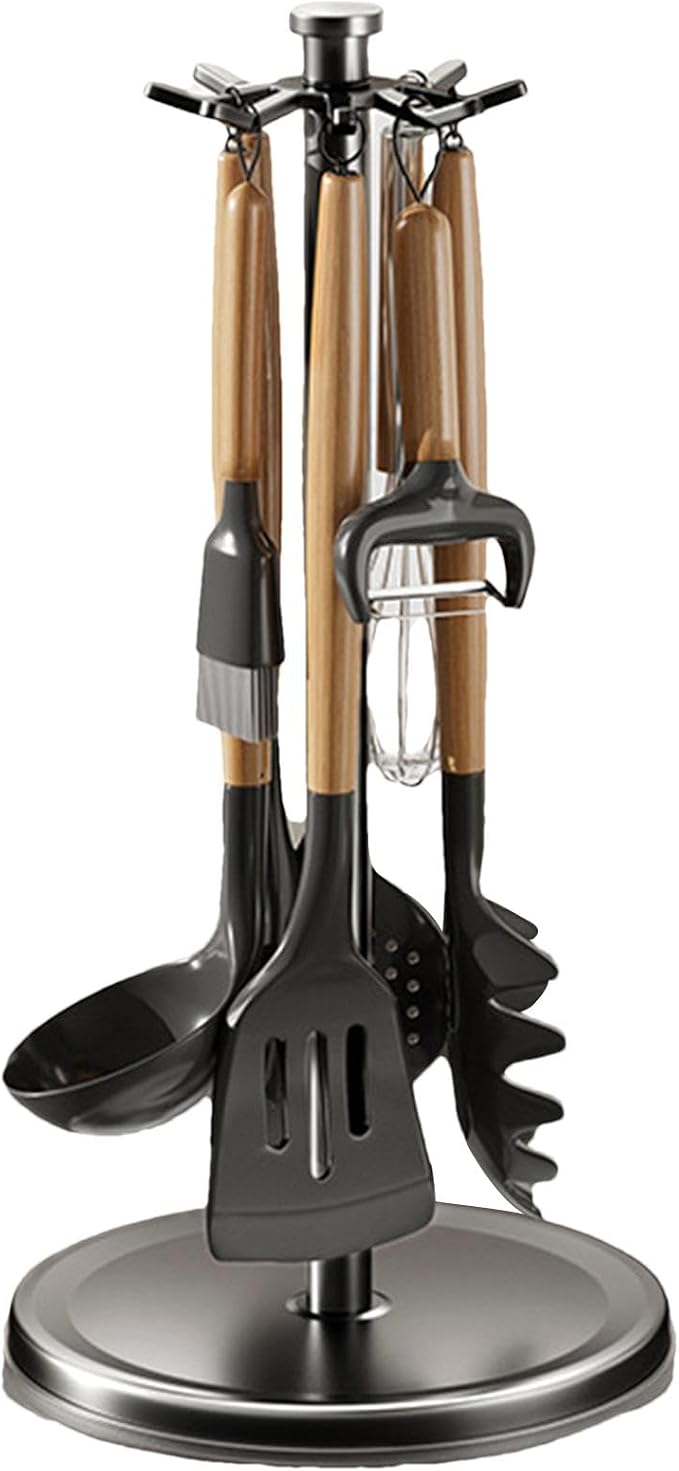 Kitchen Utensil Storage Rack - 360-Degree Countertop Flatware Holder, Kitchen Utensil Organizer | Countertop Tableware Organizer, No-Drill Kitchen Utensil Rack, Tableware Storage Rack For Spatulas