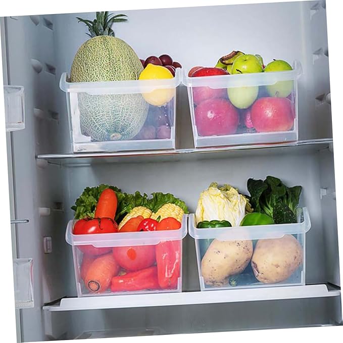 CHILDWEET 2pcs Clear Refrigerator Organizer Bins Drawer Style Plastic Storage Container for Kitchen and Pantry Organization and Convenient Design for Easy Access