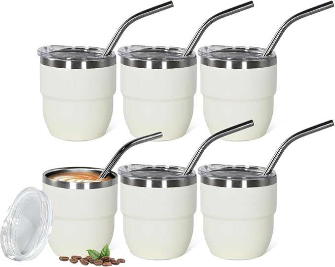 CHLJAR Espresso Cups, 4oz Insulated Espresso Cup Set of 2, Espresso Shot Cups, Stainless Steel Espresso Glasses, Stackable Mini Tumbler, Small Cup for Coffee