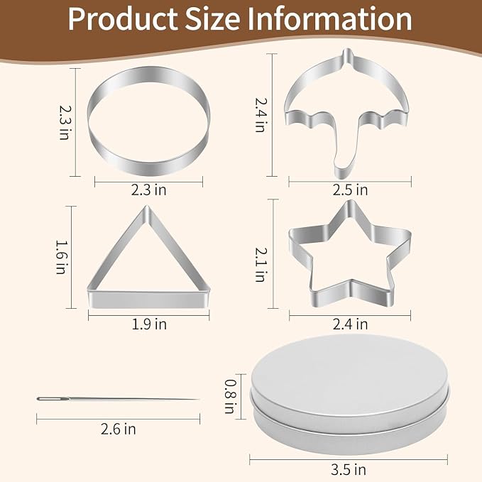 12Pcs Korean Dalgona Candy Mold Set, Stainless Steel Cookie Cutters with Umbrella Star Shapes, for Sugar Honeycomb Biscuit Baking, DIY Party Favors in Gift Tin Box