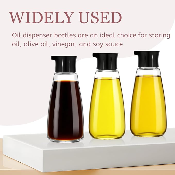 1 Pcs Glass Soy Sauce Dispenser Bottle - 9.6 oz Cruet for Olive Oil, Vinegar, BBQ Kitchen Cooking - Leak-Proof Oil Dispenser with Spout for Kitchen Cooking Barbecue(Black)