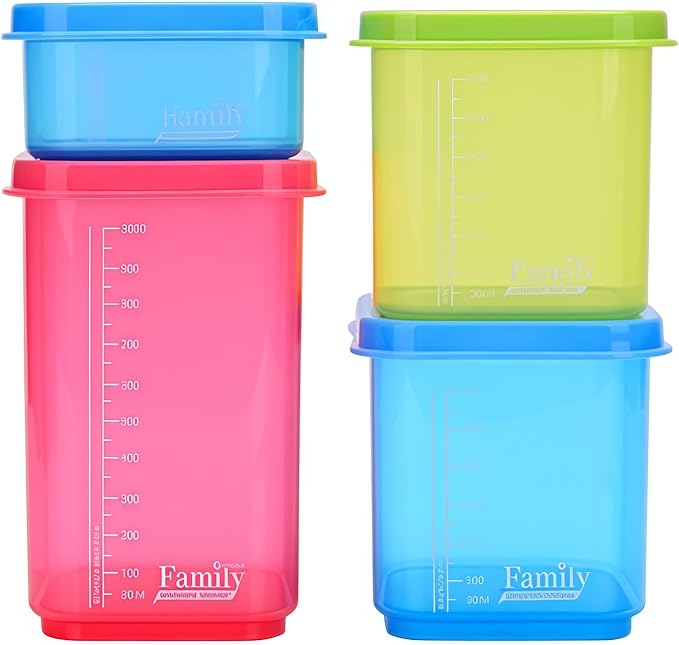 Airtight Food Storage Containers with Lids 4PCS Family Set, BPA-Free Food Grade Plastic Stackable Snack Fruit Containers,Leak-proof Kitchen Pantry Organizers for Sugar,Flour, Nuts, Dry Goods (Green)