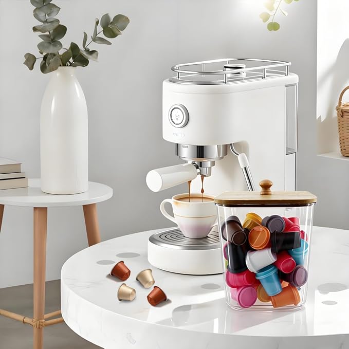 2 Pack Clear Coffee Pod Holder With Bamboo Lids Plastic K Cup Organizer Large Capacity With Wooden Base For Kitchen Countertop, Cafe Bar Organizer, Office Desktop