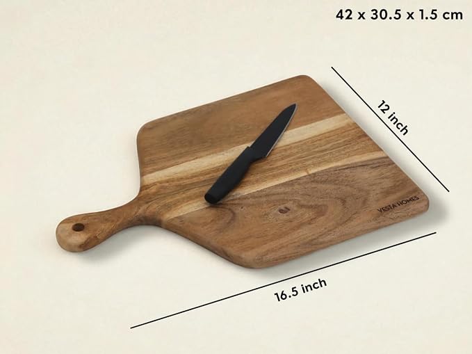 Vesta Homes Cutting Boards for Kitchen, Large Wood Chopping Board Set of 3 | Acacia Charcuterie Board, Cheese Platter | 16.5 * 12, 15 * 8, 10x6 Inches | Handcrafted in India