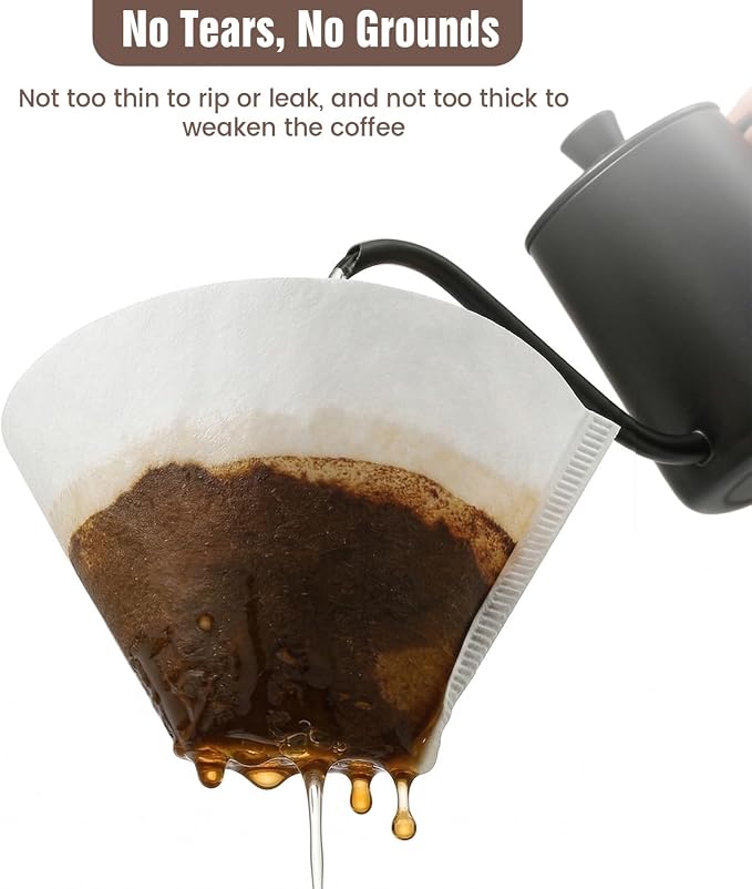 200Pcs Cone Coffee Filters #4, Clinuse White Size 04 Coffee Filters 8-12 Cup, Disposable Natural Paper Filters, No.4 Cone Filters Compatible with Ninja, Cuisinart, Pour Over and Drip Coffee Maker