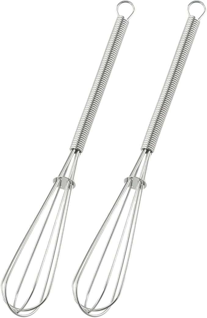 2 Piece Mini Stainless Steel Balloon Whisk Set for Mixing, Whipping, Stirring, 7 Inch Length