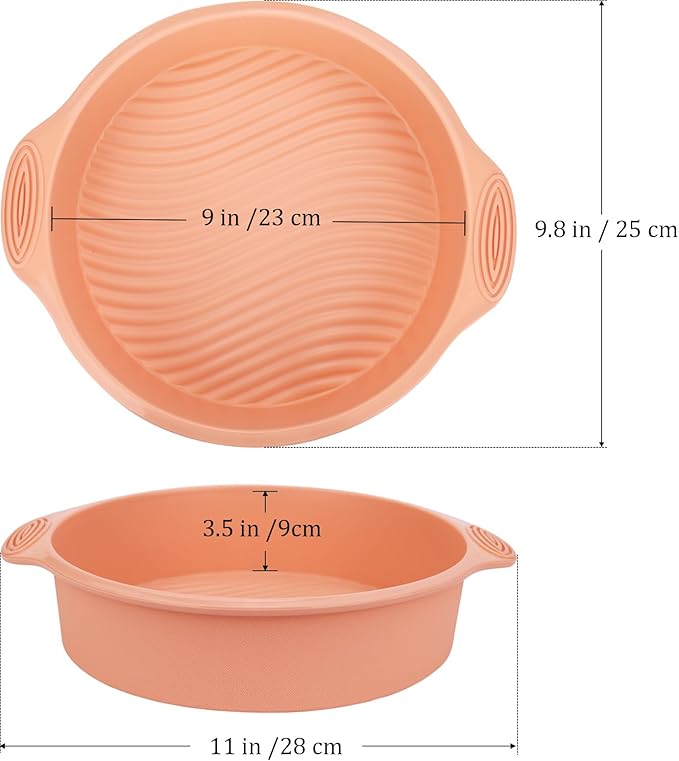 9 inch Silicone Round Cake Pan - Non stick bread pan for baking cake pizza bread and More Food Grade & BPA Free Set of 3