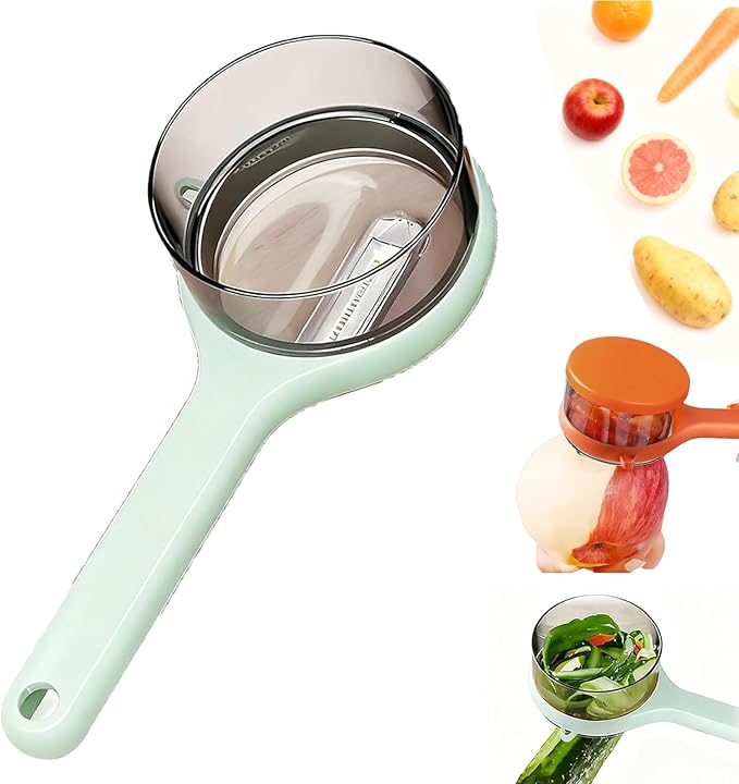 Peeler with Container - New with Box Storage Kitchen Special Fruitpeeler，Vegetable Peeler with Storage Box, Double-Sided Stainless Steel Multi-function Peeler for Home Kitchen (Green)