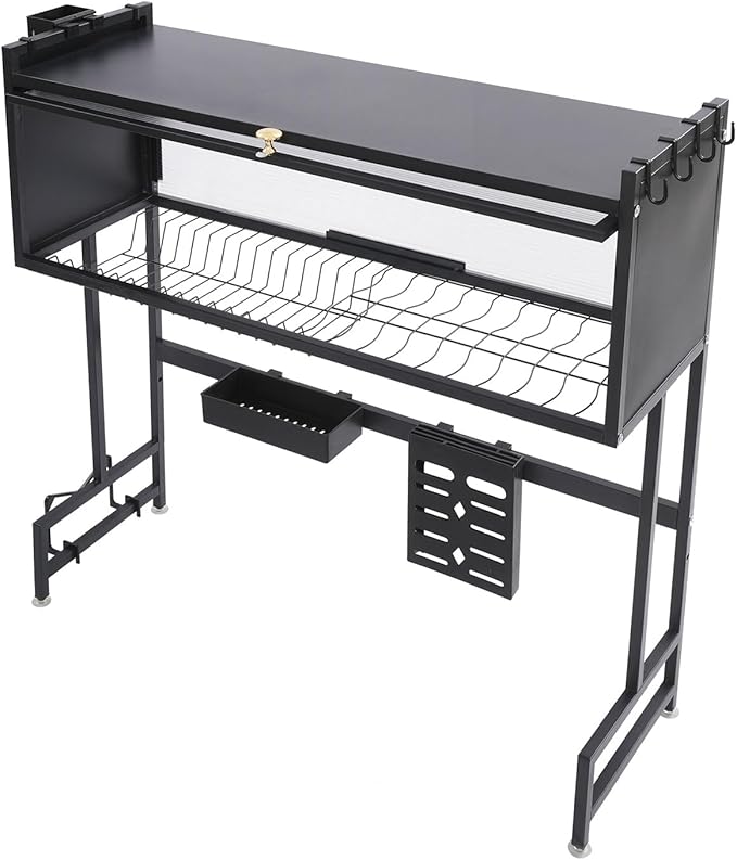 Over The Sink Dish Drying Rack,3 Tier Over The Sink Dish Drainer Drying Rack with Cover, for Kitchen Counter for Dishes, Glasses, Bowls