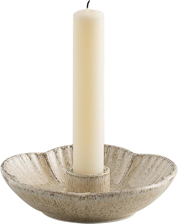 Ceramic Candle Holder, Candlestick Holder for Candles,Incense, Santo Palo, Rustic Vintage Home Decor for Halloween Christmas Weddings, Dining Room Table & Living Room Display (Camel)