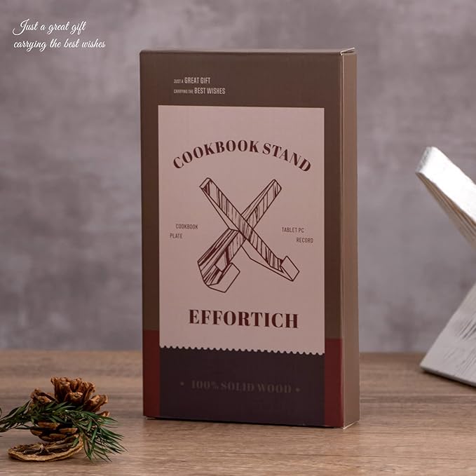 Cookbook Stand, Wooden Recipe Book Holder, Cook Book Stand for Kitchen Counter, Multifunctional Display Stand, Kitchen Counter Decor - White
