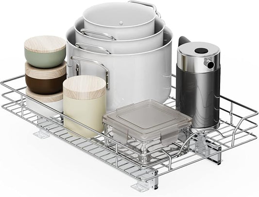 LOVMOR Pull Out Cabinet Organizer and Storage 14½" W x 21½" D, Slide Out Shelves for Kitchen Cabinets