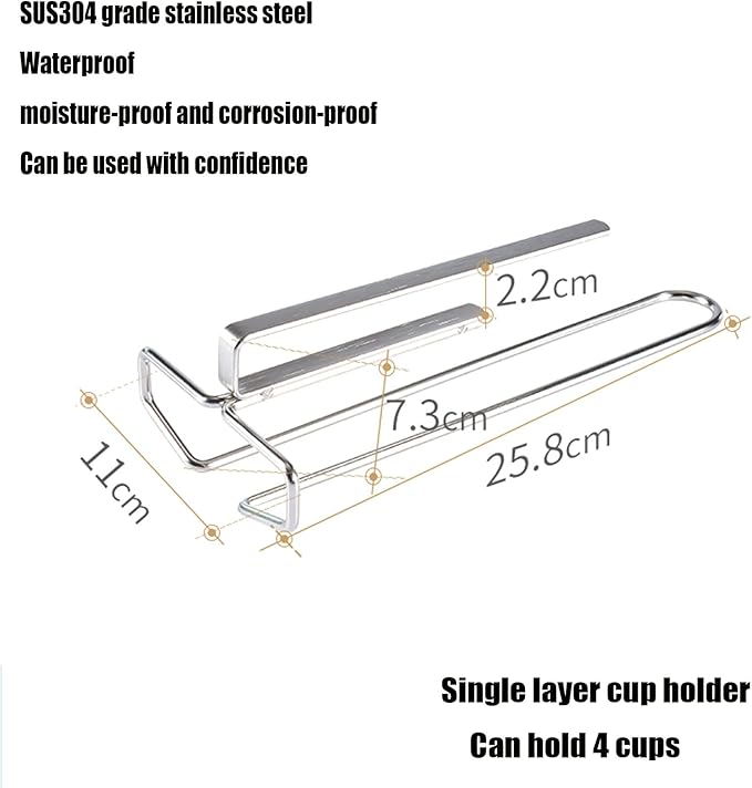Wine Glass Rack Under Cabinet Metal, Stainless Steel Wire Storage Hanger, Wine Glass Drying Rack, More Convenient To Take And Place, Widen The Mouth Of The Hanging Cup