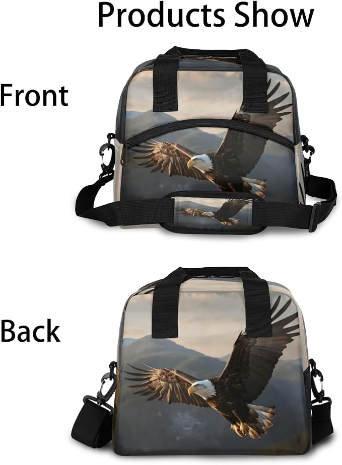 Soaring Eagle Pattern Insulated Lunch Bag for Women Men Reusable Lunch Box Cooler Bag Large Leakproof Lunch Tote with Adjustable Shoulder Strap for Adult Work Picnic Camping Beach Office
