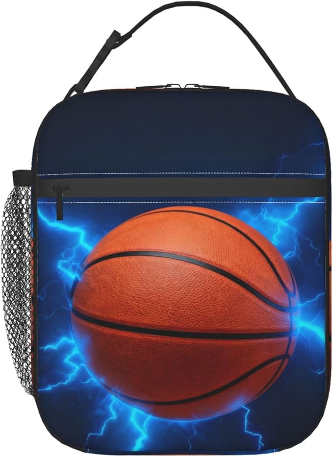 Basketball Lunch Box Insulated Lunch Bag for Adult Women Men Reusable Aesthetic Tote Lunchbox Container Work Outdoor Picnic Hiking