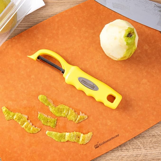 Restaurantware Comfy Grip 7.5 Inch Vegetable Peeler 1 Durable Potato Peeler - Sharp Swivel Blade Ambidextrous Handle Yellow Stainless Steel Veggie Peeler Built-In Blemish Remover