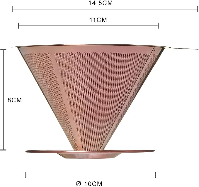 ATHIA Golden Dripper Reusable Stainless Steel Coffee Filter Paperless Cone Filter for Drip Coffee Makers Eco-Friendly Easy Clean Compatible with Most Coffee Makers (Rose Golden, Standard)