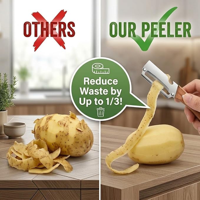 2Pcs Premium Vegetable Peeler with Wooden Handle and Bottle Opener,Multi-Functional Vegetable Peeler for Kitchen, 2-In-1 Stainless Steel Kitchen Tool, for Fruit Veggie, Includes Bottle Opener (2 in 1)