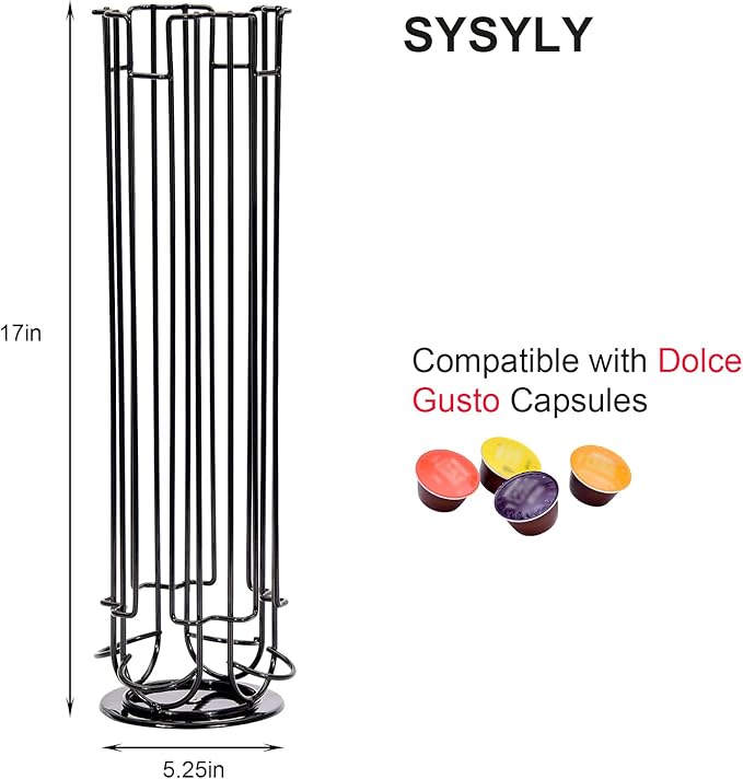 Coffee Pod Storage Carousel Holder Organizer Compatible with 32 Dolce Gusto Capsules,Modern Black Design, Home or Office Kitchen Counter Organizer