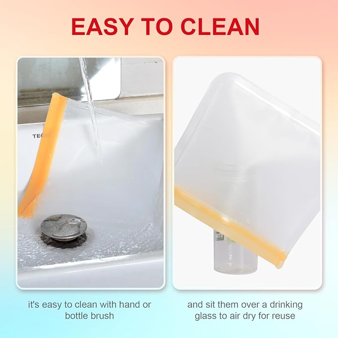 Reusable Food Storage Silicone Bags, Reusable Snack Bags，Leakproof Freezer, BPA Free, 1 Gallon 1 Snack 1 Sandwich Bags, for Home Kitchen, Marinate Food Travel，Fridge Organization (3)