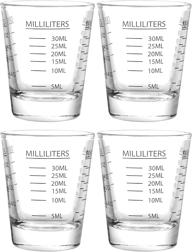 Shot Glass Measuring Cup | Non Fading Set of 4 | Bar Bartender Accessories, Jigger for Bartending