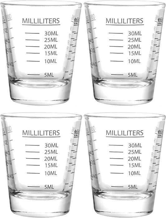 Shot Glass Measuring Cup | Non Fading Set of 4 | Bar Bartender Accessories, Jigger for Bartending
