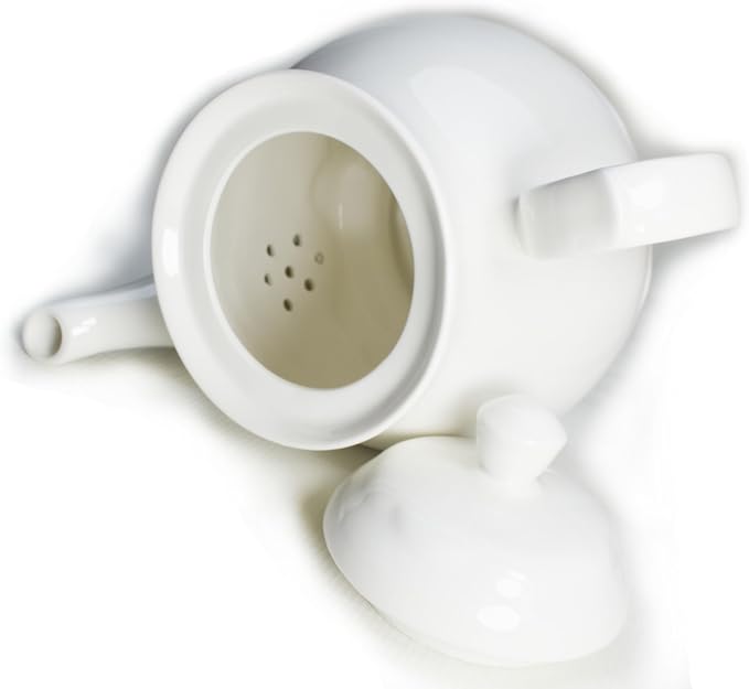 White Porcelain Teapot, 2L Large Tea Pot Coffee Tea Water Pot Vintage Lotus Ceramic Gooseneck Kettle (72oz)