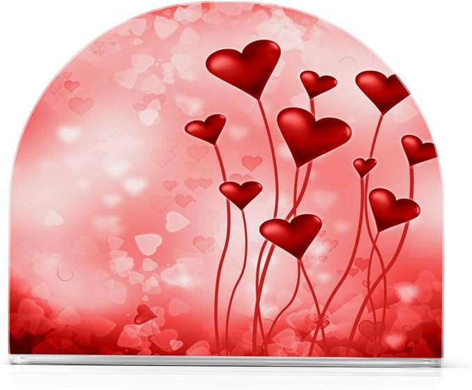 Valentine's Day Pink Hearts Napkin Holder for Tables Paper Cocktail Napkin Holders for Kitchen and Dinning, Acrylic Dinner Napkin Dispenser for Restaurant Home Decor Bar Accessories 2 Pack