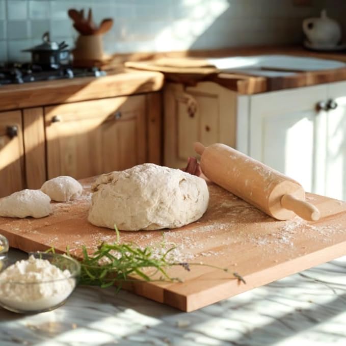 TrueCraftware 18" Wooden Rolling Pin 3-1/4" Diameter- WoodenRoll Pin for Fondant Pie Crust Cookie Pastry Dough Classic Pastry Rolling Pin